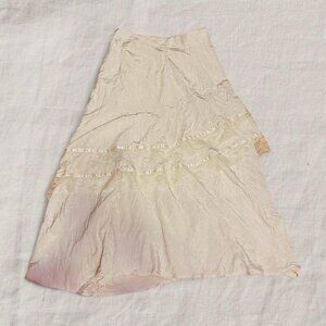 Vintage Y2k Grunge Off White Lace Trim Maxi Skirt